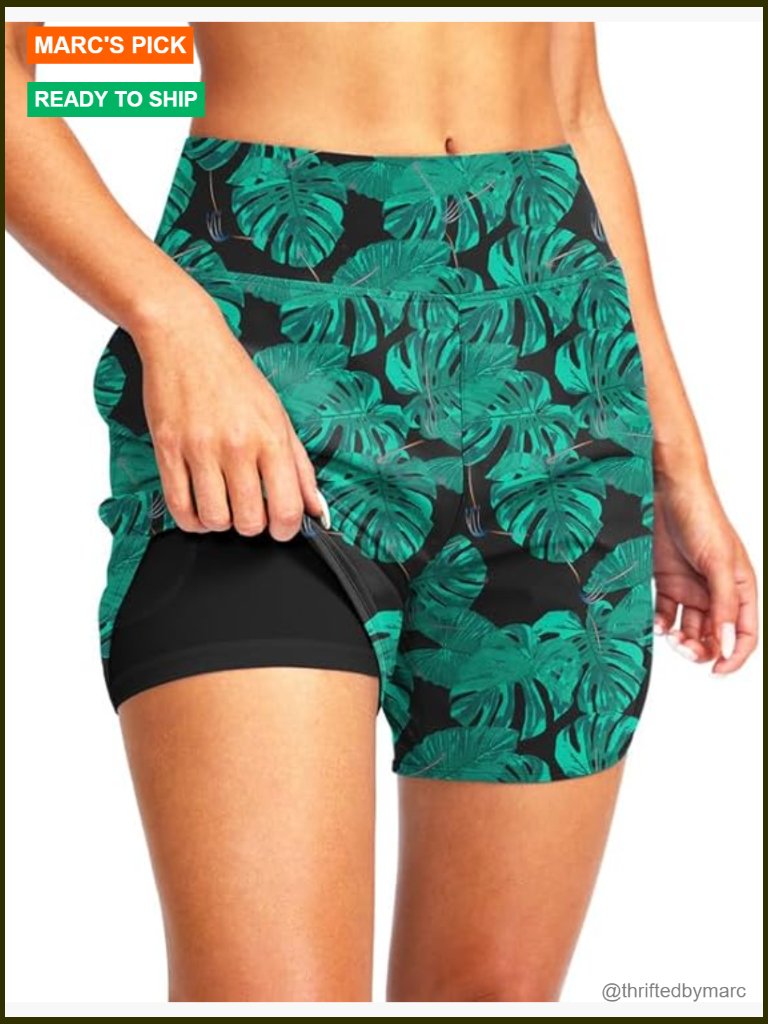 High Waisted Swim Board Shorts With Liner Pockets Upf 50+